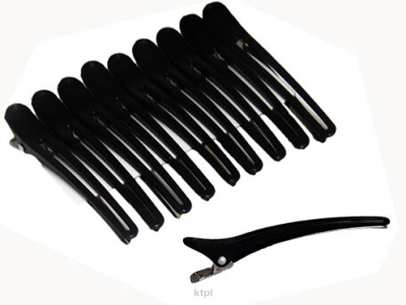 Klipsy Fryzjerskie Metalow-Plastikowe Czarne 9,5cm