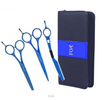 Fox Zestaw Nożyczki Degażówki Nóż Chiński Blue