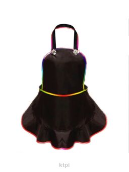 Rena Fartuszek Fryzjerski Czarno-Tęczowy Falbanka